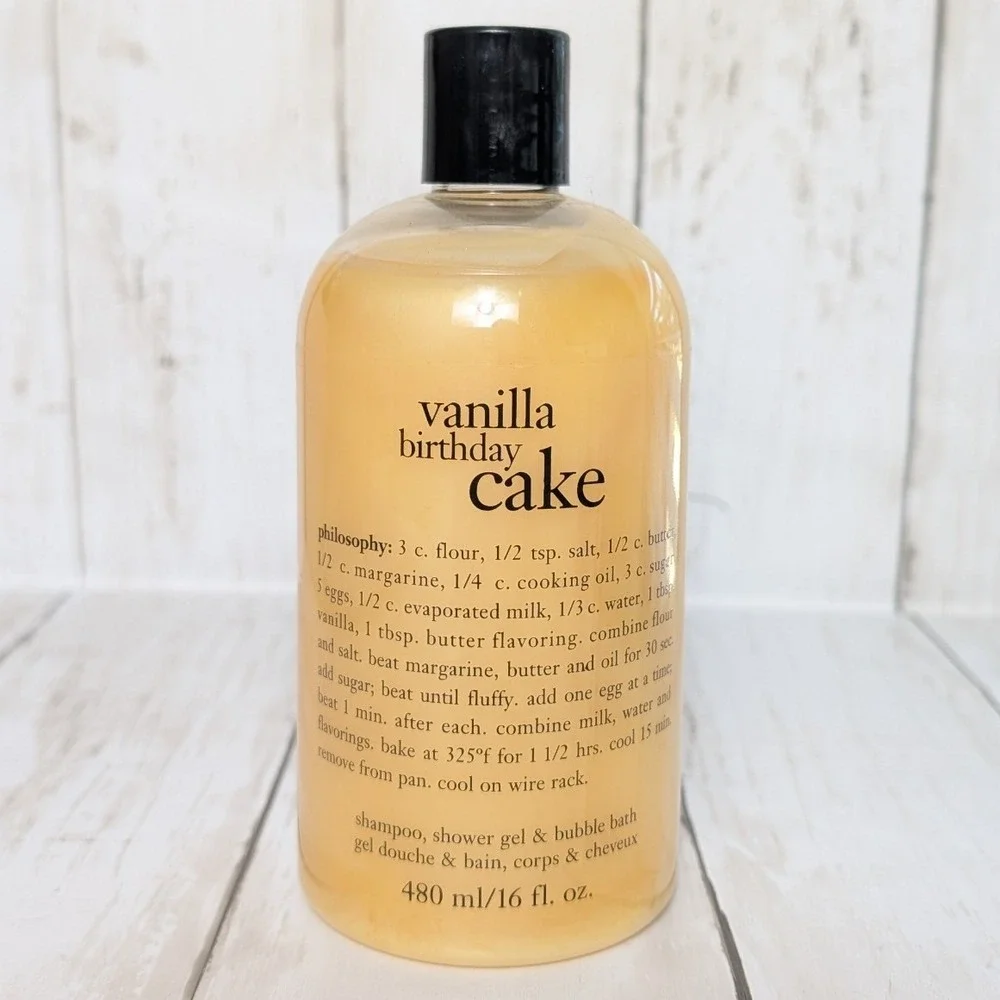 Philosophy Vanilla Birthday Cake Shampoo Shower Gel Bubble Bath‎ 16oz New Sealed